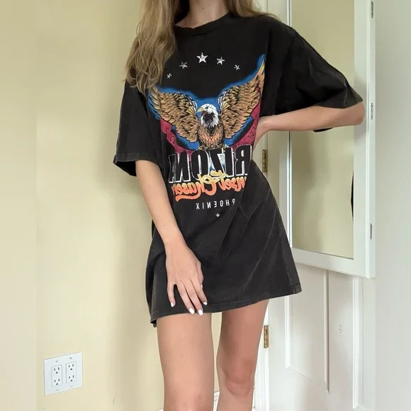 Princess Polly Black Graphic T-Shirt Dress with Eagle Design - Picture 2 of 9